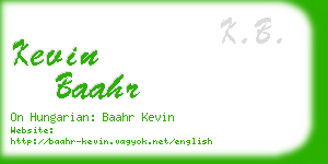 kevin baahr business card